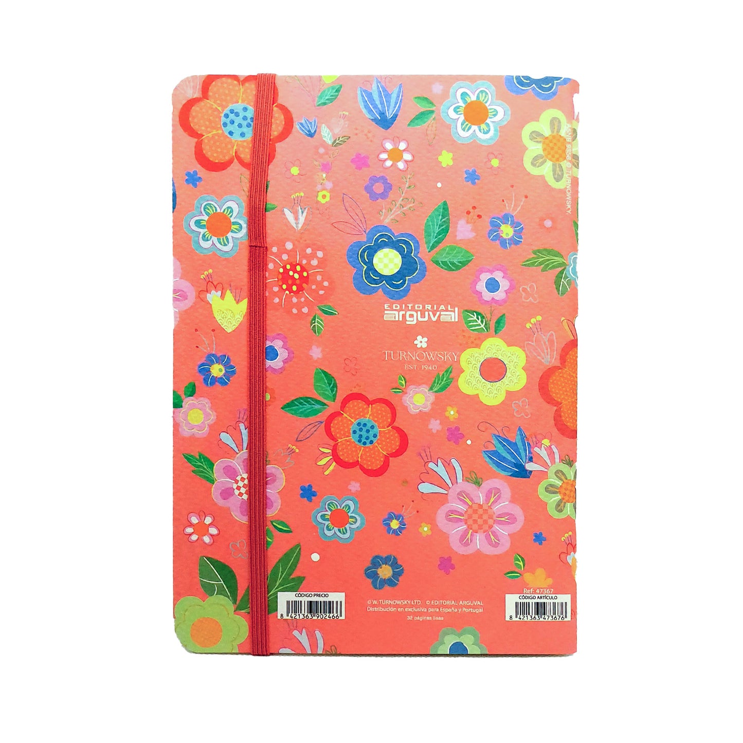 Cuaderno A5 - con goma - Portada con flores en relieve