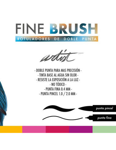Artist - Fine Brush - Rotuladores de doble punta - 12 colores