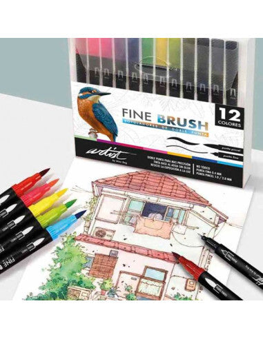 Artist - Fine Brush - Rotuladores de doble punta - 12 colores