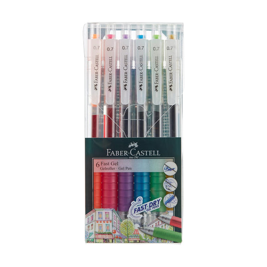 Faber-Castell - 6 Bolígrafos -  Fast Gel 0.7