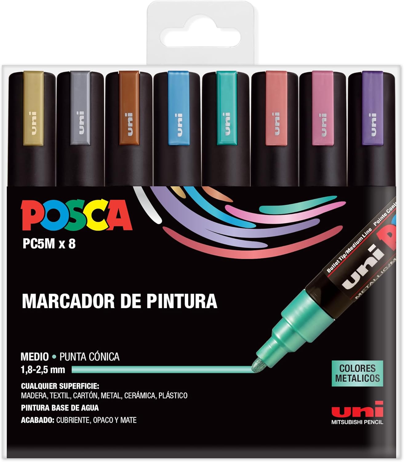 POSCA- PC-5M Colores metalicos - 8 Uds