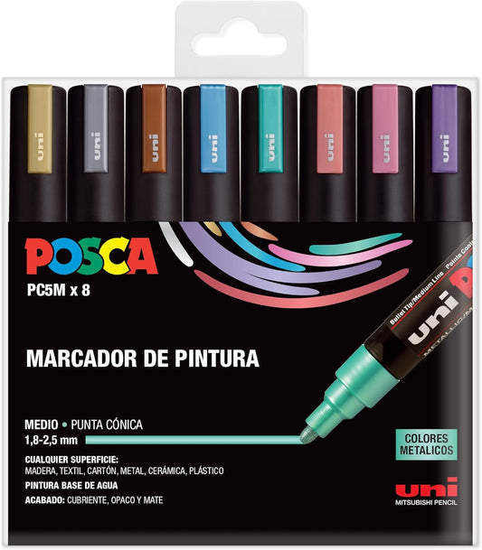 POSCA- PC-5M Colores metalicos - 8 Uds