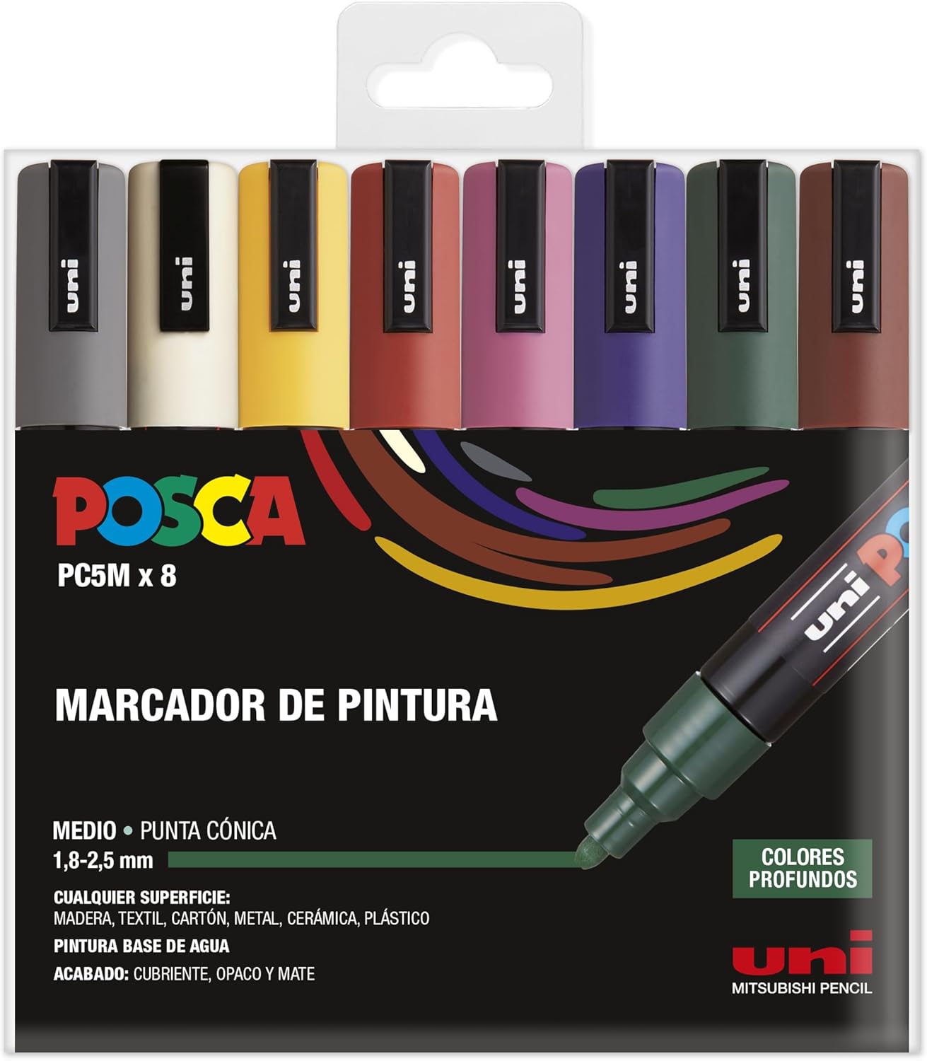 POSCA- PC-5M Colores oscuros - 8 Uds